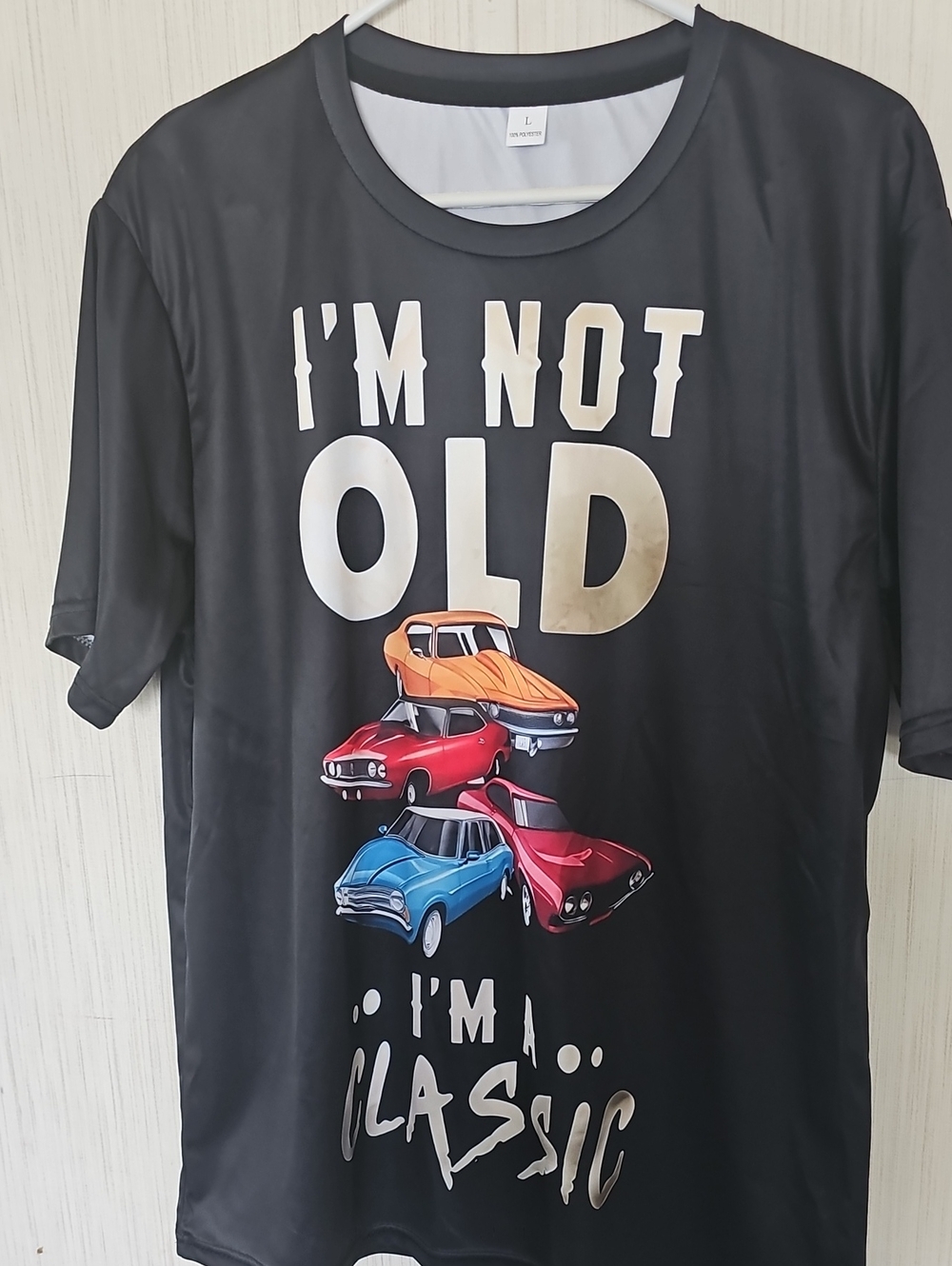 Black Kids' Tee with Classic Car Graphic - "I'm Not Old"
